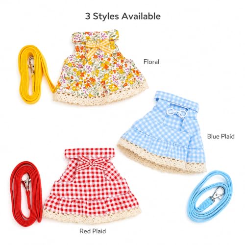 Squirrel Harness and Leash Set, Cute Blue Plaid Small Animal Dress Vest for Fancy Rats, Sugar Gliders and Small Pets, Adjustable Walking Outfit with 4FT Leash,Blue Plaid, S,1530-2 - color: Blue Plaid, size: S: 4-6" Neck, 6-7.5" Chest, Squirrel/Rat