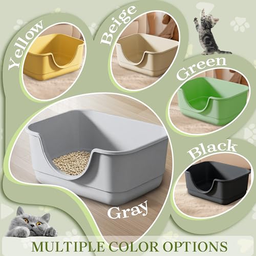 Low Entry Small Litter Box for Kittens, Kitty Plastic Litter Boxes, Open Top, Anti-Splash High Sided Litter Tray Pan for Medium Pets, Puppy, Easy to Clean, 15.7" L*11.8" W*6.7" H (Green) - color: Green-1 Pack