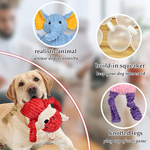 LECHONG 5 Pack Tough Dog Toys Stuffed Squeaky Dog Toys Assortment Plush Animal Dog Toy Value Bundle Puppy Pet Dog Toys for Small Medium Large Dogs - size: 5 Pack