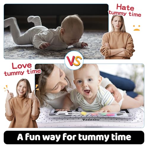 Yeeeasy Tummy Time Water Mat丨Inflatable Tummy Time Water Play Mat for Babies, Infants and Toddlers 3 to 24 Months Promote Development Toys Baby Toys Essentials and Gifts, Black and White - color: Black and White