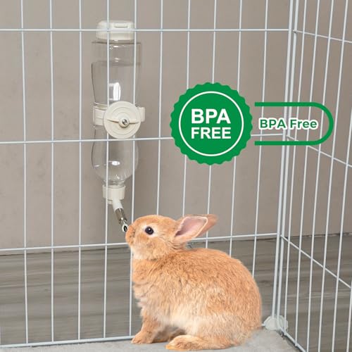 VANNON 17oz Small Animal Water Dispenser for Crate, Parrots Water Bottle for Cage, Chewproof Pet Water Bottle for Rabbits, Guinea Pigs, Ferrets, Chinchillas and Other Small Rodents, Top Fill, White - color: White