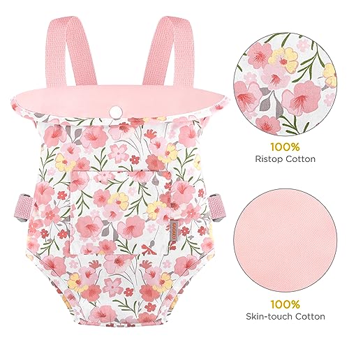 GAGAKU Baby Doll Carrier for Little Girls Baby Carrier for Dolls Reborn Baby Doll Carrier Toddlers 3 Years Old Babydoll Carrier - Pink Rose of Sharon - color: 1_pink Rose of Sharon