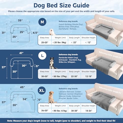 Calming Large Dog Couch Bed, Waterproof Memory Foam with Durable Cooling Mats, Washable Removable Cover Protector for Sofa, Bedside, Gift, 41 x 37 Inches, Cooling Grey - color: Cooling Grey, size: 41"L x 37"W x 5"Th