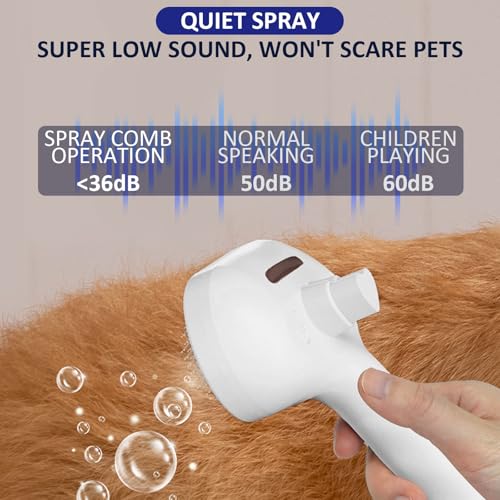 3 In 1 Self Cleaning Steamy Pet Brush, Cat & Dog Steam Brush Spray Hair Removal Comb - Anti-Static, Dog Grooming Tool with Steam & Self-Cleaning, Skin-Friendly Design + Bathing Solution