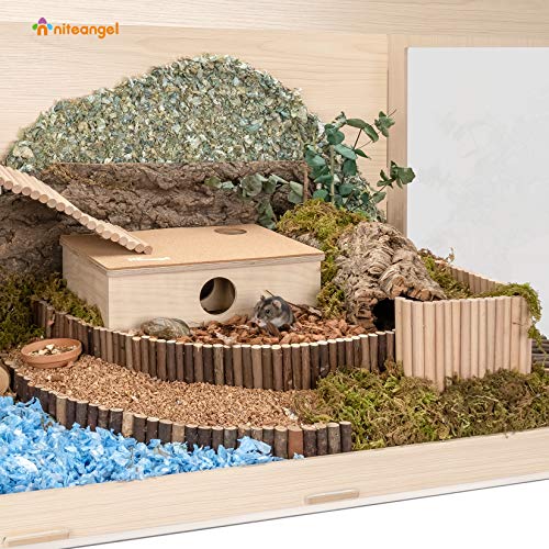 Niteangel Bigger World - MDF Aspen Terrarium for Hamster Gerbils Mice Lemming Degus or Other Small-Sized Pets (47.2 x 19.7 x 23.6 inches, Burlywood) - size: 47.2"L x 19.7"W x 23.6"H
