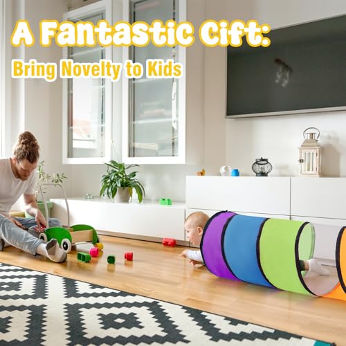 Kids Play Tunnel for Toddlers,Pop Up Crawl Through Tunnel Play Tent for Baby Infant Children or Pet,Indoor & Outdoor Toys for Boy and Girl Backyard Playset - style: Rainbow Tunnel