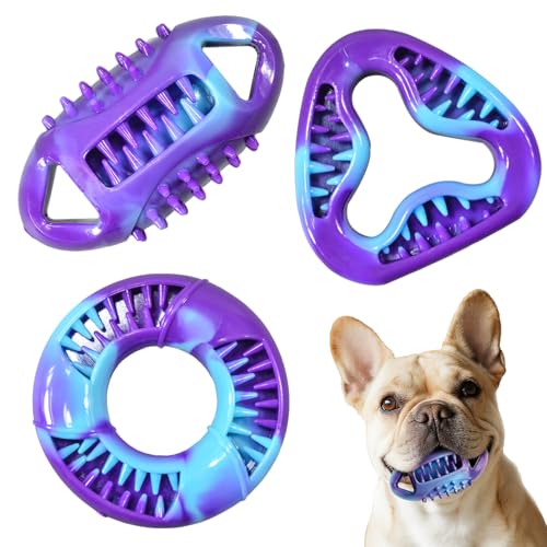 3PCS Puppy Teething Toys for Puppies & Small Adult Dog Up to 25 lbs | TPR Puppy Chew Toys, Three Shapes of Small Stuffable Puppy Toys, Extended Playtime & Clean Pet Teeth