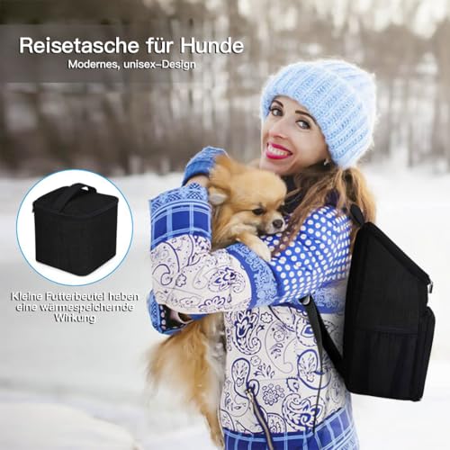 BAGLHER丨Dog Travel Bag, Airline Approved Pet Supplies Backpack, Dog Travel Backpack Accessories Set with 2 Silicone Collapsible Bowls and 2 Food Baskets. Black - color: Black-A