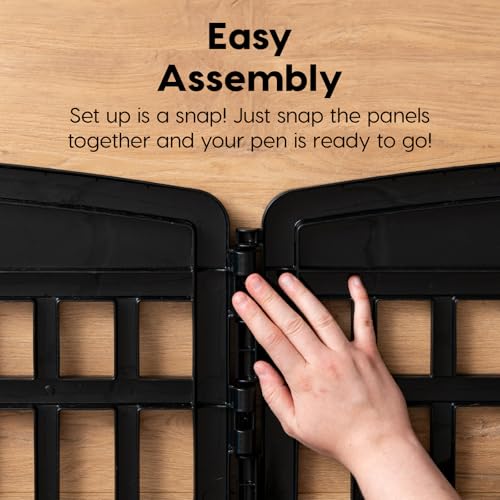 IRIS USA 6-Panel Dog Playpen, Pet Enclosure, Black | Pet Containment, Custom Pen Configuration, Flexible Boundary, Multi-Shape Setup, Tool-Free Assembly, Secure Door Latch - color: Black, size: 6 Panel - 34" H