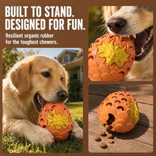 Dragon Egg Dog Chew Toys for Power Chewers - Toughest Indestructible | Treat Dispenser for Medium Large Aggressive Heavy Chewers, Interactive Puzzle, Easy Clean - color: Large 5.3IN Orange