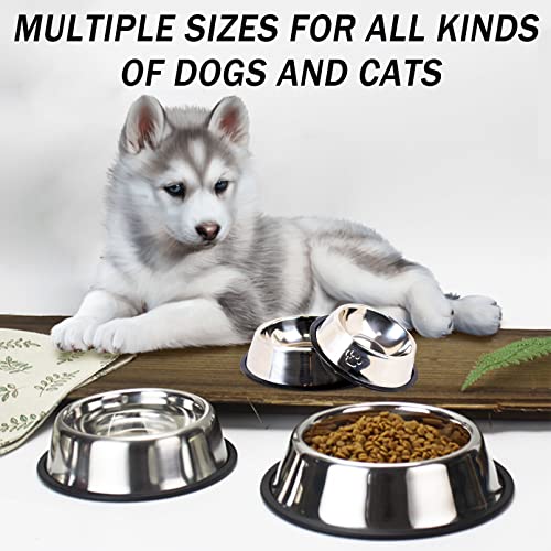 Hamiledyi Stainless Steel Dog Cat Bowl with Rubber Base 4 Pack Pet Feeder and Water Bowls Stackable Non-Slip Puppy Dishes for Small Medium Animals Kitten Rabbit - size: Medium