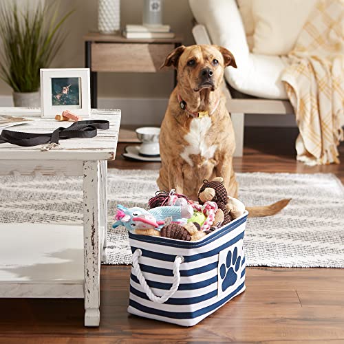 Bone Dry Pet Storage Collection Striped Paw Patch Bin, Small Rectangle, Navy - color: Navy, size: Small Rectangle