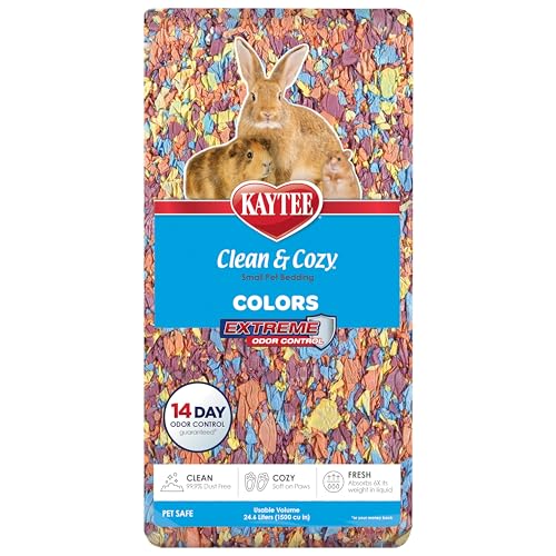 Kaytee Clean & Cozy Colors, Small Animal Bedding with Extreme Odor Control, Kaleidoscope, 24.6 Liters - color: Kaleidoscope, size: 24.6 Liter