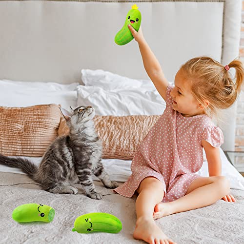 MALLMALL6 Pickle Catnip Cat Toys - 5Pcs Indoor Kitten Chew Bite Kick Cucumber Catmint Interactive Toys for Cat Lover Gifts, Kitty Boredom Relief Supplies with Cute Expression for Pet Birthday Presents - style: Pickle(Large)