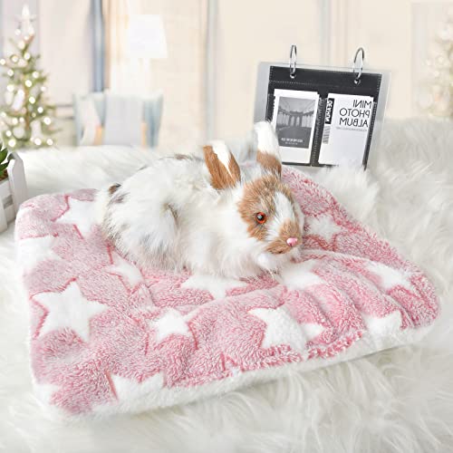Small Animal Bed Mat, Soft & Warm, Suitable for Guinea Pig, Hamster, Rabbit, Rat and Bearded Dragon (X-Large(13.3''x9.4''), Star Pink) - color: Star Pink, size: X-Large(13.3''x9.4'')