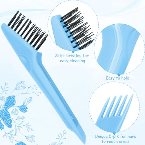 Yaomiao 2 Pcs Hair Brush Cleaner Tool 2-in-1, Light Blue Hairbrush Cleaner for Removing Hair Dust, Mini Comb for Removing Dirt, Home Salon Use - color: Light Blue
