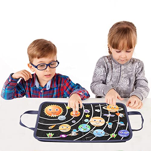 WATINC Travel Felt Board Story Set - 25PCS Portable Felt Board Educational Birthday Gift for Boys & Girls, Themed Storytelling Preschool Early Learning Interactive Play Kit for Toddlers (Space) - style: Space
