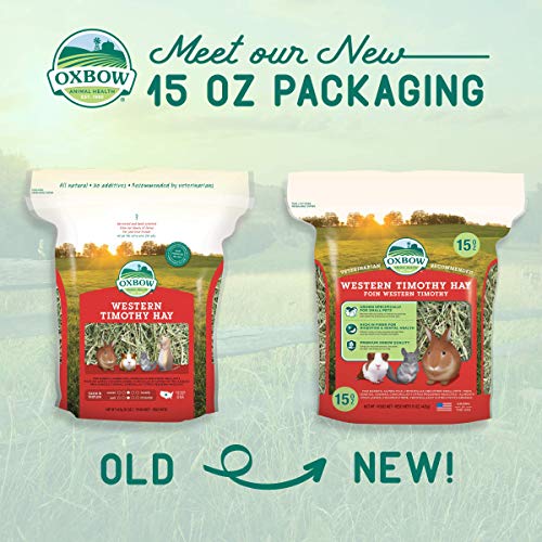 Oxbow Western Timothy Hay, Rabbit & Guinea Pig Hay, High Fiber, USA, 15 oz | Oxbow Timothy Hay, Bunny Hay For Rabbits, Guinea Pigs, Bunnies and Chinchillas, Hand-Sorted, De-Dusted, Made in USA - size: 15 Ounce (Pack of 1)