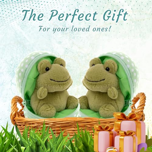 Easter Stuffed Animal - 6 inch - Surprise Zip up Egg Hideaway Springtime Inspired Plush Toy Gift for Kids, Boys and Girls - Easter Mother's Day Birthday (New Frog Egg) - color: New Frog Egg