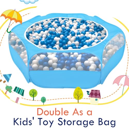 Pawaboo Small Animal Playpen with Zippered Cover,Light Blue | Portable pop-up pet tent for supervised rabbits, guinea pigs, chicks and kittens; water-resistant bottom and 3 metal rods - color: C-Light Blue