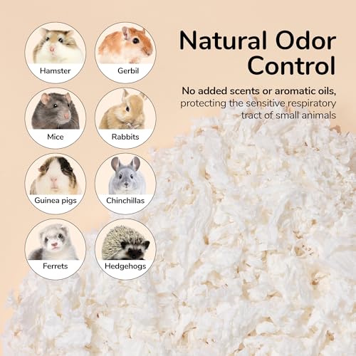 99% Dust-Free Soft Natural Paper Bedding with Odor Control, for Hamsters, Guinea Pigs,Rabbits, Chinchillas, Rats, Mice, Gerbils, Bunniess, Rodents, Small Animals - 80 Liters (White + Pink) - color: White+Pink