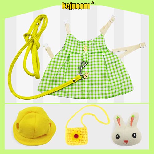 Guinea Pig Clothes,Soft Bunny Ferret Clothes with Pet Rabbit Harness and Leash Mini Hat Bag Cute Brooch for Kitten Small Animal Collars - color: Green, size: Small