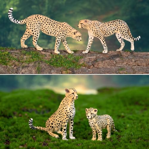 Toymany 8PCS Realistic Cheetah Figurines Toy, Cake Topper & Gift for Kids | Plastic Jungle Zoo Animals Figures with Cubs, Educational Toy, Christmas Birthday Gift for Children - style: Cheetahs