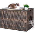 Large Cat Litter Box Enclosure, Hidden Litter Box Furniture with Litter Mat | Side Entry Design, Easy-Clean Removable Top, Quick Assembly, Raised Edge for Secure Items, Side Grip Cutouts - color: Brown, size: 30.3'' L X 18.2'' W X 20.5'' H