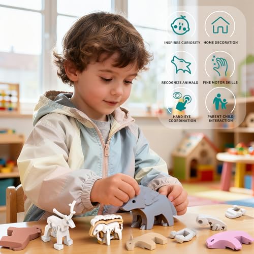 Magnetic Animal Building Toys, STEM Toddler Learning Toys 3D Puzzle Animals for Boys Girls, Educational Magnetic Travel Montessori Toy Sheep Wolf Reindeer Sloth,Unique Birthday Gift for Kids 3 4 5 6 7 - style: Forest Animals
