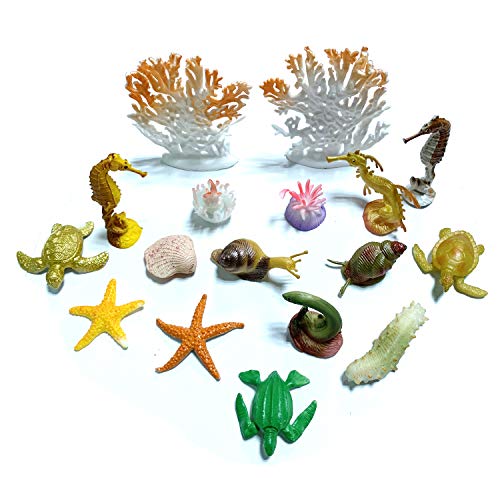 50 Pack Assorted Mini Vinyl Plastic Ocean Sea Animal Figures Toy Set, Realistic Under The Sea Life Figure Bath Gift for Child Educational Kids Party Cake Cupcake Topper