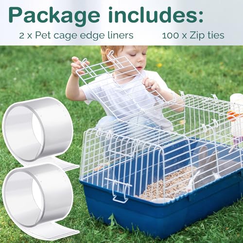 Juexica 2 Pcs 82.7 x 4.5 Inch Guinea Pig Cage Liner Clear Cuttable Critter Liner with Pre Drilled Holes Urine Guard Extra Long Liner with 100 Zip Ties for Rabbit Hamster Ferret Chinchilla - size: 4 inch wide