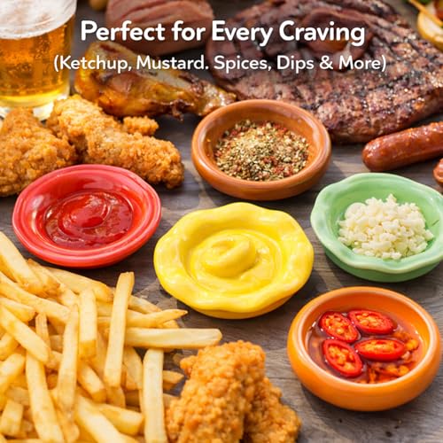 6-Piece Stackable Ceramic Burger Plate Set for Sauces & Dips | Burger-shaped layers for condiments, dips, sushi soy sauce, BBQ snacks; dishwasher and microwave safe