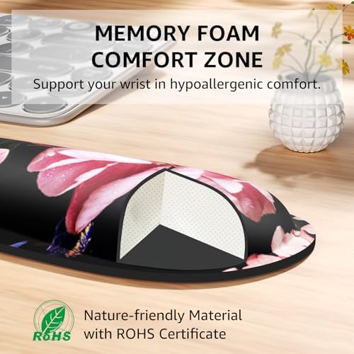 KTRIO Keyboard Wrist Rest & Mouse Pad with Wrist Rest, Peony Flower | Memory Foam Wrist Support, Ergonomic Design, Non-Slip Base, Office and Home Use - color: Peony Flower
