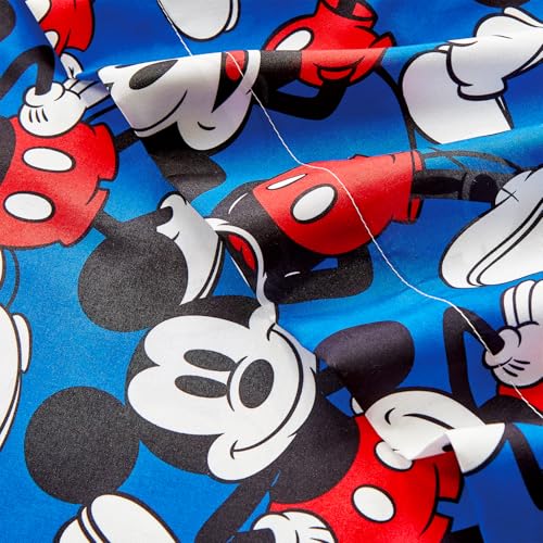 Disney Mickey Mouse Twin Bedding Set - Bundle with Bedspread, Flat Sheet, Fitted Sheet, Pillowcase Plus Stickers, More | Mickey Mouse Bedroom Decor