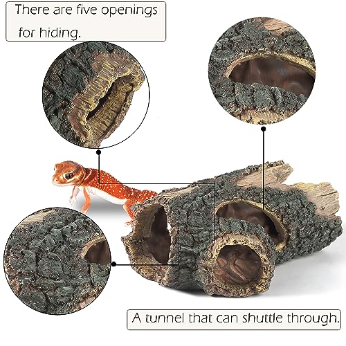 IBWell Aquarium Wood Fish Tank Decorations，Resin Fake Logs Terrarium DÉCor, Reptile Hide Aquarium Hideout for Fish Cave, Small Turtles, to 20 Gallon Tank - size: 8.3"*3.5"*15.9"