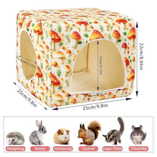 UPINS Guinea Pig Hideout,Washable Small Pet Bed House for Guinea Pigs Ferret Chinchilla Hedgehog Bunnies Rabbit - color: Mushroom