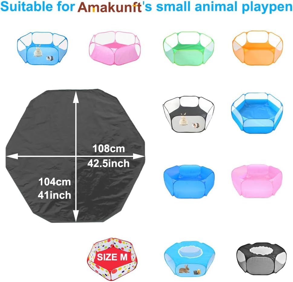 Amakunft 2Pcs Waterproof Hexagon Playpen Mat Washable Pee Pad Fit with Small Animal Playpen (42.5in x 41in) Reusable Pet Bedding Liner for Guinea Pig, Rabbit, Hamster, Chinchilla, Hedgehog - size: 2pcs