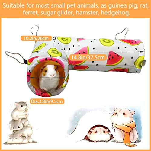 LEFTSTARER Guinea Pig Rat Corner Tunnel & Tubes Collapsible, Dia 3.9in, Fit Hedgehog Piggy Hamster Hide and Shuttle, Corner Hideout - color: 3. Tunnel-watermelon