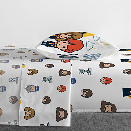 Jay Franco Harry Potter is My Home 4 Piece Twin Bed Set -Bedding Features Harry, Ron, Hermoine, Hagrid, and Dumbledore | Hogwarts, Bed in a Bag, Comforter Sheets Pillowcase, Official Product, Soft Microfiber, Machine Washable, Kids Gift - color: Blue, siz
