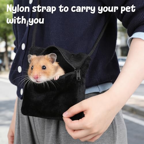2 Pack Carry Bonding Pouch Sugar Glider Pouch Breathable Soft Hamster Carrier Small Animal Travel Sleeping Bag Cage with Strap Zipper for Squirrels Hamsters Rodents Other Small Pets