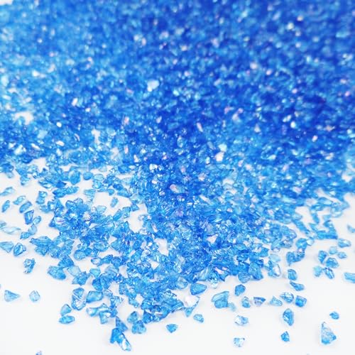 Crushed Glass Glitter, Broken Stones Shattered Glass Chips for Resin Art Crafts, Epoxy Resin Supplies, Geod Painting, DIY Art Projects, Jewelry Making, 2-4mm, 200g/7oz (Sapphire Blue) - color: Sapphire Blue