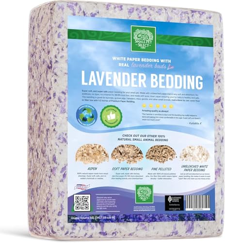 Small Pet Select Lavender Paper Bedding, Odor Control, 56 L | With Real Lavender, Soft Absorbent Bedding, Made in USA, For Guinea Pigs, Rabbits, Hamsters & Small Pets - style: Natural Lavender