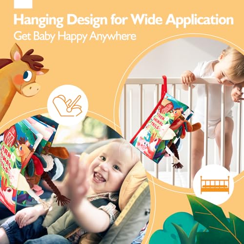 hahaland Baby Books 0-6 Months, Infant Tummy Time Sensory Toys | Touch Feel Book Gifts for Boy Girl 0-3-6-12 Month Baby Shower Birthday Easter Basket Stuffers 1PCS - style: B - Farm - 1 Book