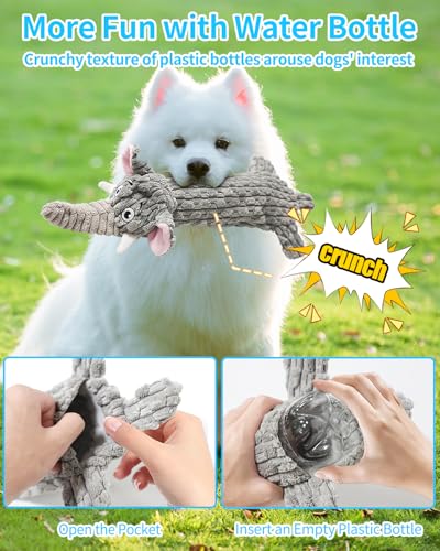 Dog Toys, Squeaky Plush No Stuffing Crinkle Dog Toy for Small Medium Large Dogs, Interactive Puppy Teething Water Bottle Dog Chew Toy (Elephant) - style: Elephant