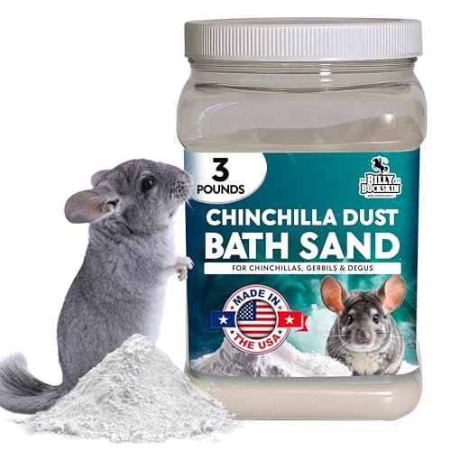 3 LB. Chinchilla Dust Bath Jar - Pure Cleansing Pumice Sand Dust for Cleaning Small Pets Like Gerbils, Mice, Degu - Premium, All Natural Dusting Powder - Chinchilla Accessories by Billy Buckskin - size: 3 Lb.