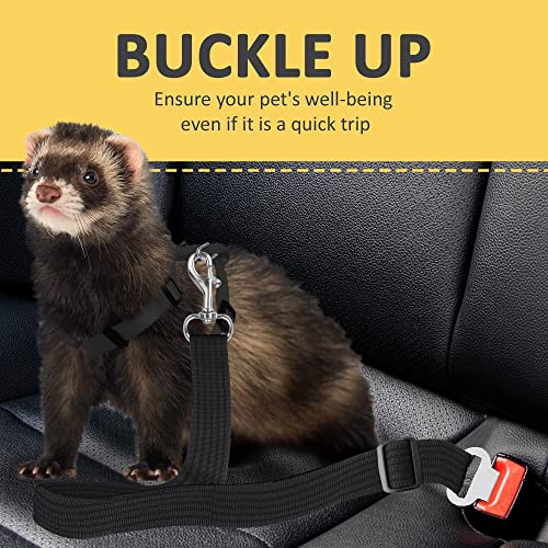 SunGrow Dog Seat Belt for Car, Adjustable Nylon Pet Seatbelt, Supports All Cars, Dog Car Leash Seat Belt, Seatbelt for Dogs, Cats & Ferrets Travel Harness - color: Black