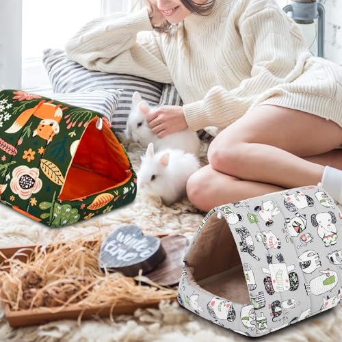 Cinnvoice 8 Pcs Guinea Pig Hideout, Guinea Pig Bed Washable Small Animal Cage Accessories for Bunny Hedgehog Mouse Chinchillas Hamsters Ferrets Rats(9.8 in) - size: 9.8 in