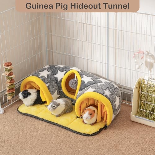 Avont Guinea Pig Tunnel, Small Animal Hideaway Tube Toy | Cozy Plush Tunnel for Guinea Pigs and Small Pets with Non-Slip Bottom and 2-In-1 Design in Medium Size Starry - color: Star, size: Medium