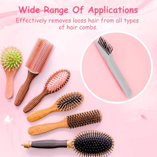 Yaomiao 2 Pcs Hair Brush Cleaner Tool 2-in-1, Pink and Gray Hairbrush Cleaner for Removing Hair Dust, Mini Comb for Removing Dirt, Home Salon Use - color: Pink, Gray