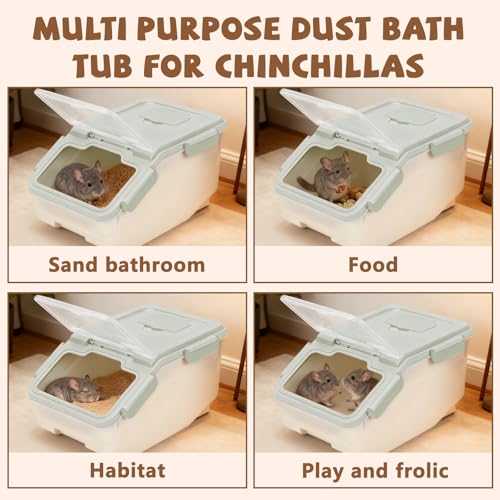 Extra Large Chinchilla Sand Bath Container Kit, Plastic Chinchilla Dust Bath House with Wash and Care Accessories, Dust Bathtub for Hamster Hedgehog Guinea Pig and Other Small Animals - color: Green